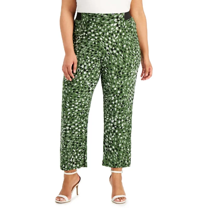 women's zipper pantsPlus Womens Printed Pull On Wide Leg Pants