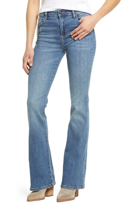 women's button-fly pantsSami Classic Mid Rise Flare Jean In Medium Wash