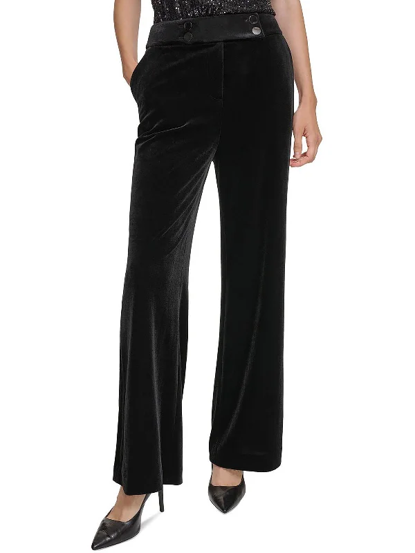 women's wide-leg pantsWhitney Womens Velvet High-Rise Wide Leg Pants