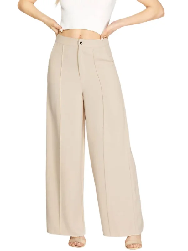 women's sweatpantsWoven Wide Pants In Light Taupe