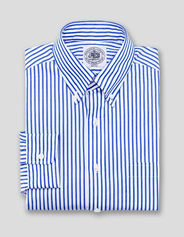 women's travel dressesBLUE WHITE BUTCHER STRIPE BROADCLOTH DRESS SHIRT