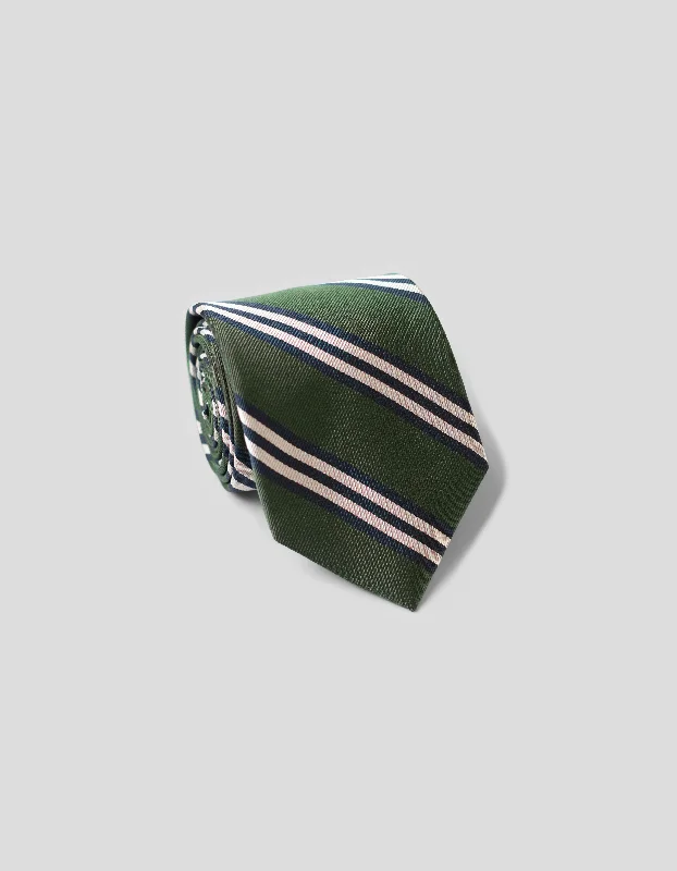 women's apple-shaped body dressesCLASSIC SILK REPP STRIPE STRIPE TIE - GREEN/NAVY/WHITE