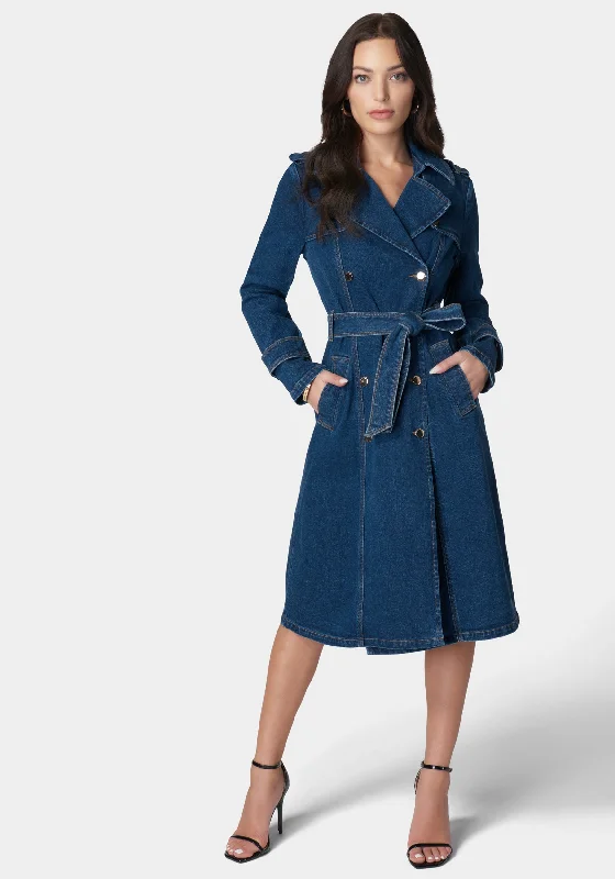 women's pastel dressesDouble Breasted Denim Trench Coat