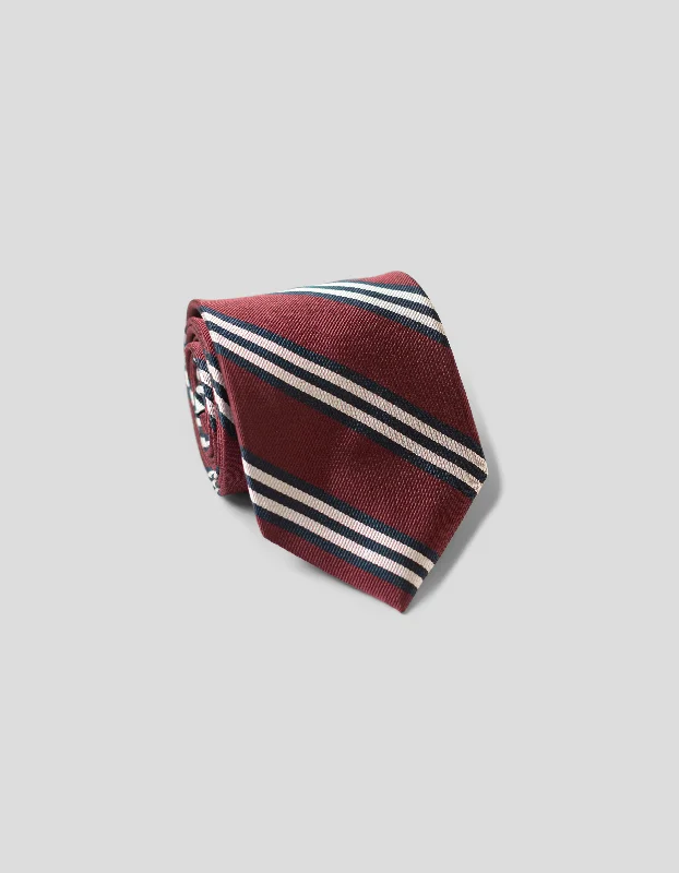 women's flowy dressesCLASSIC SILK REPP STRIPE STRIPE TIE - BURGUNDY/NAVY/WHITE