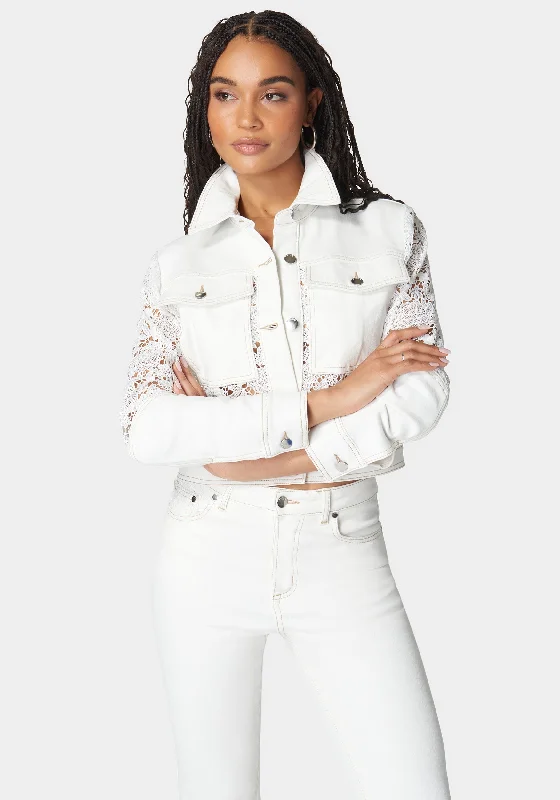 women's striped dressesLace Combo Denim Jacket