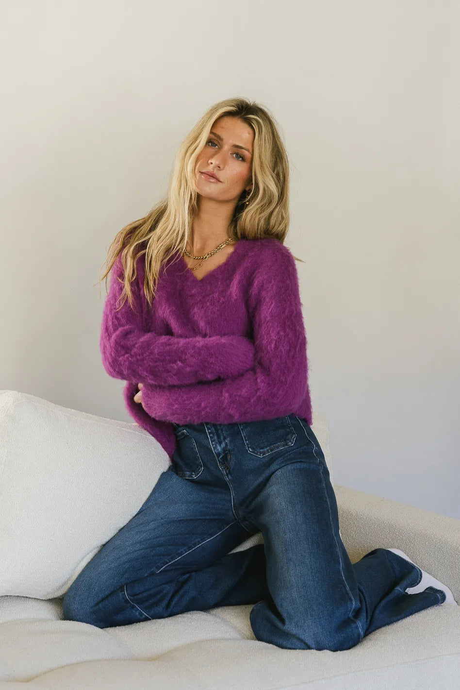 women's pastel dressesMiller Fuzzy Sweater in Fuchsia - FINAL SALE