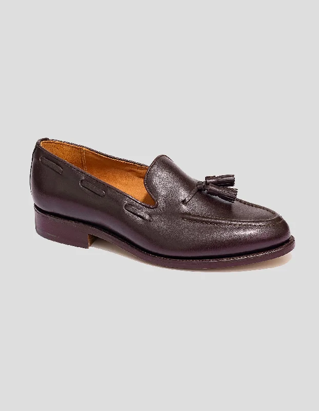 women's ball gown dressesSANDERS DARK BROWN CALF TASSEL LOAFER