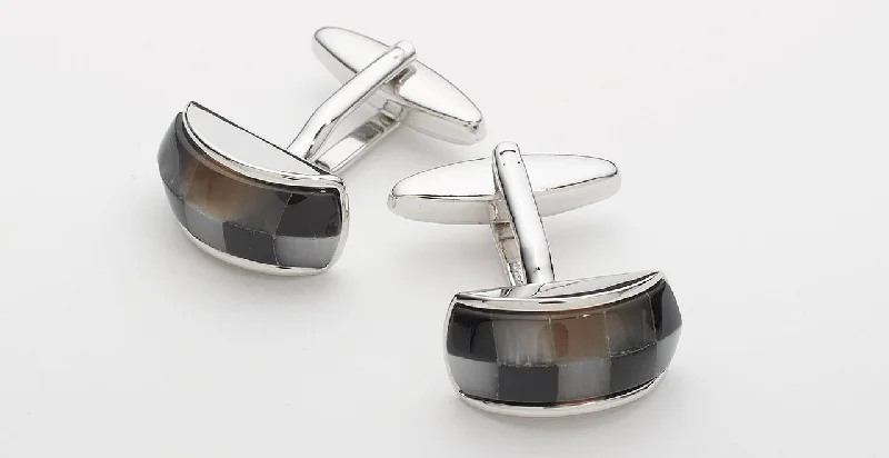 women's high-end dressesSTONE CUFFLINKS - SILVER/BROWN