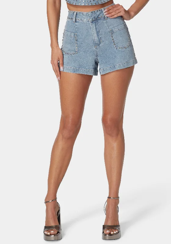 women's flowy dressesStudded Detail Denim Shorts