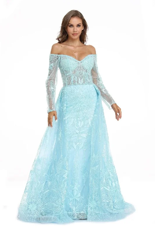 women's wrinkle-resistant dressesHigh Couture NR2239 Prom Long Off Shoulder Ball Gown