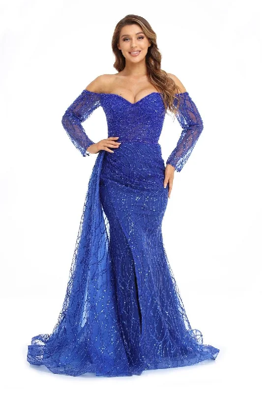 women's lightweight dressesHigh Couture NR2245 Prom Long Off Shoulder Formal Dress