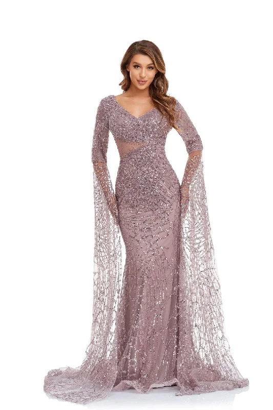 women's bespoke dressesHigh Couture NR2252 Prom Long Sleeve Formal Beaded Dress