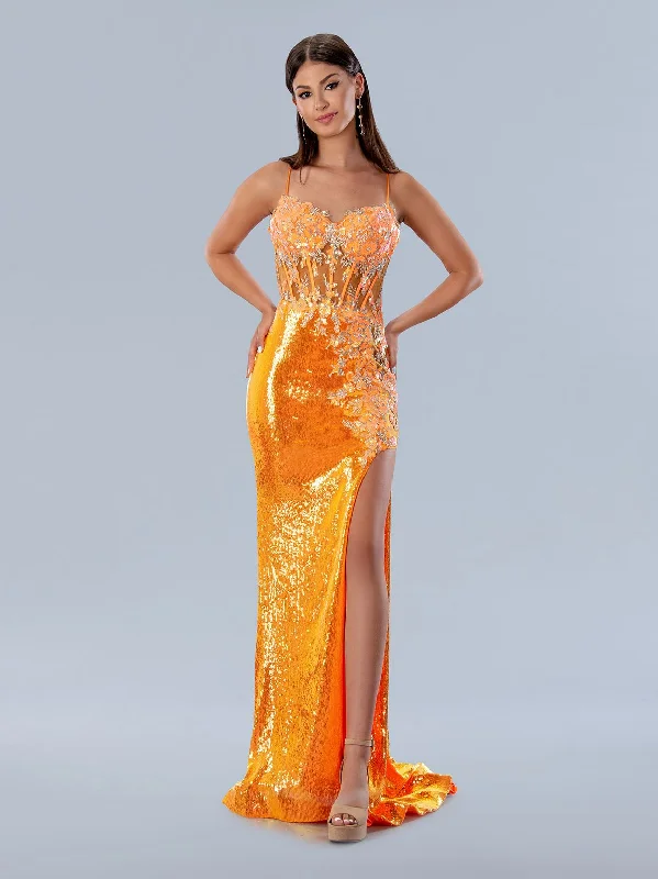 women's breathable dressesStella Couture 24176 Long Formal Applique Prom Sequin Dress