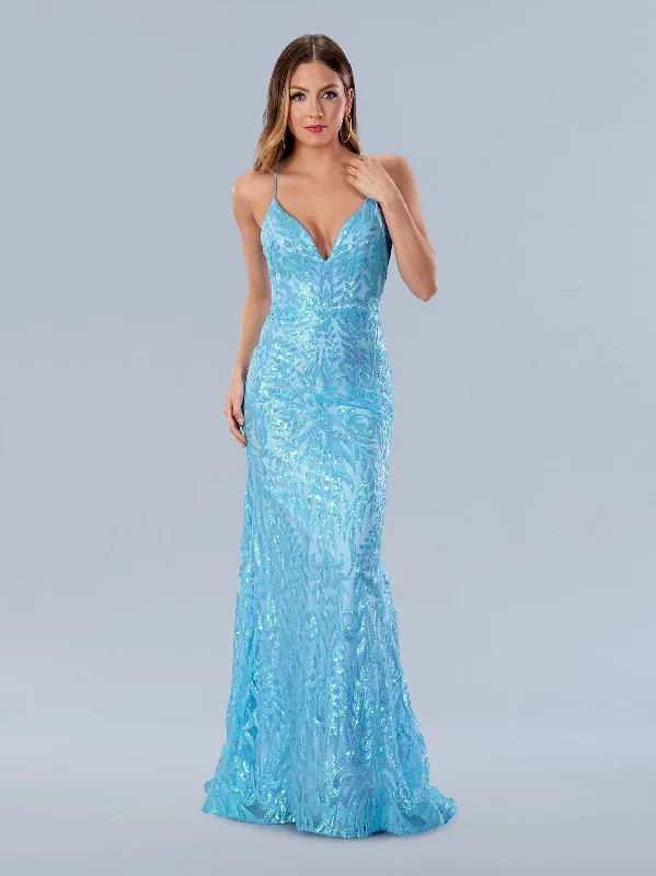 women's custom dressesStella Couture 24195 Long Formal Iridescent Sequin Prom Dress