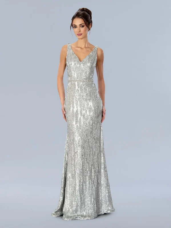 women's long-sleeved dressesStella Couture 24321 Long Formal Sequin Prom Dress